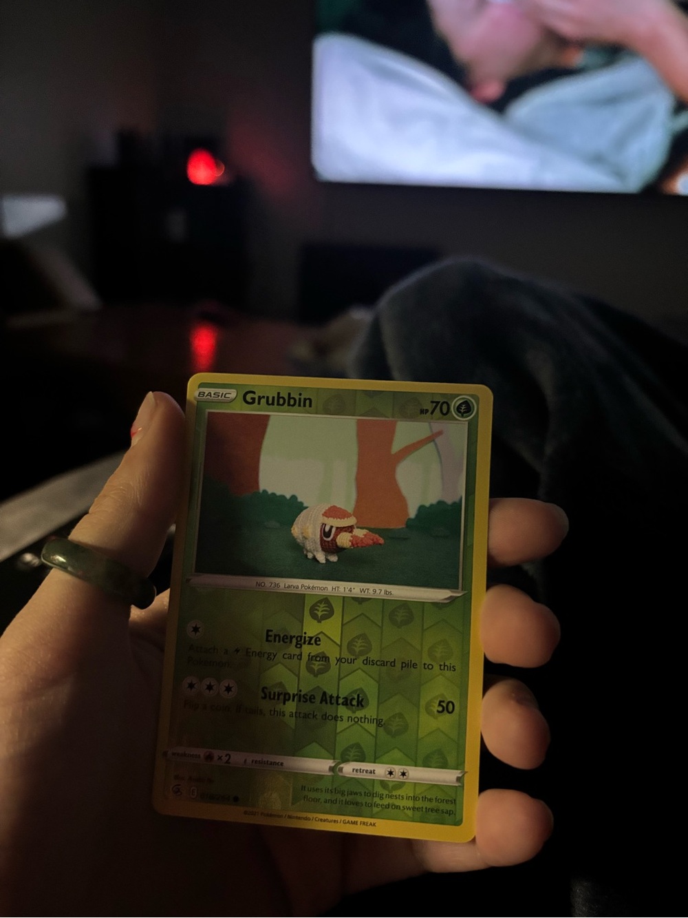 Pokemon Grubbin Trading Card - Yellow and Green